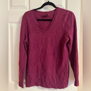 Alex Marie 100% Cashmere Women's V-Neck Sweater in Burgundy